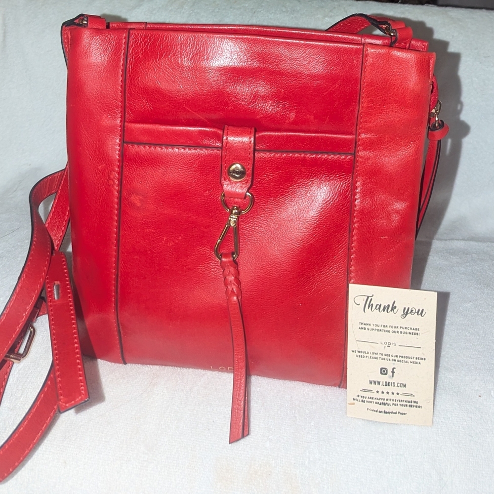 Lodis Elegant Red Leather Shoulder Bag